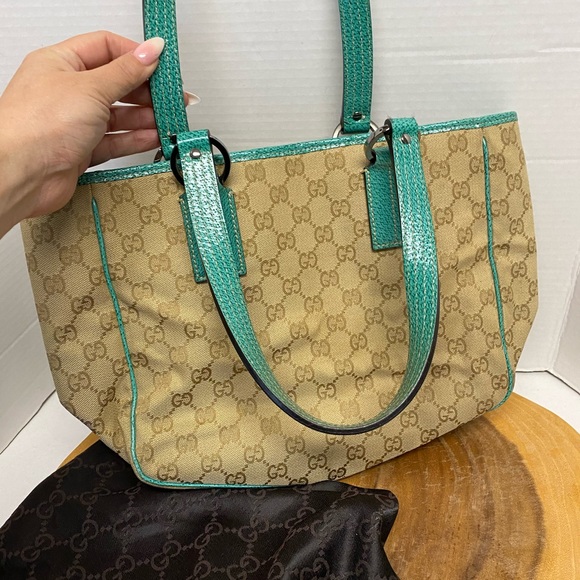 Gucci Sea Green Canvas Gussisma Tote w/Dustbag - Picture 4 of 14